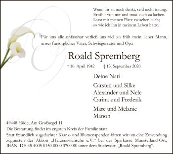 Traueranzeige von Roald Spremberg von SYK