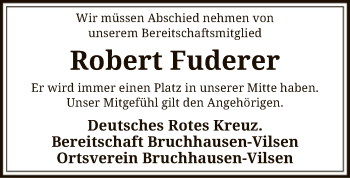 Traueranzeige von Robert Fuderer von SYK