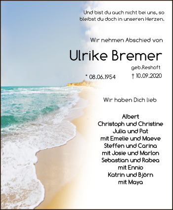 Traueranzeige von Ulrike Bremer von SYK