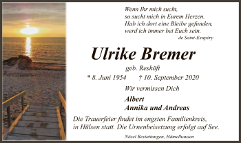 Traueranzeige von Ulrike Bremer von SYK