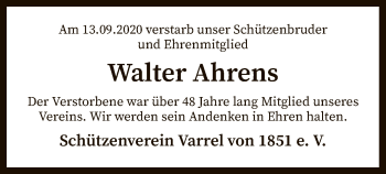 Traueranzeige von Walter Ahrens von SYK