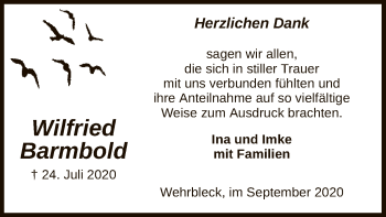 Traueranzeige von Wilfried Barmbold von SYK