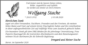 Traueranzeige von Wolfgang Stache von SYK