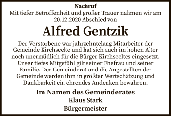 Traueranzeige von Alfred Gentzik von SYK