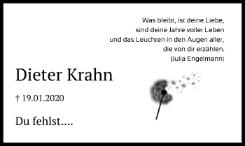 Traueranzeige von Dieter Krahn von SYK