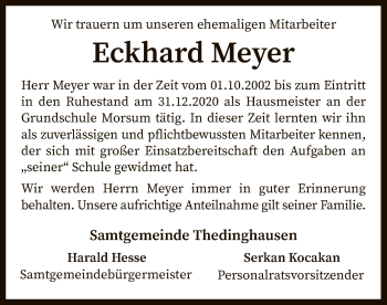 Traueranzeige von Eckhard Meyer von SYK