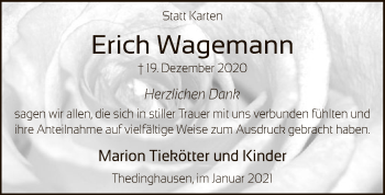 Traueranzeige von Erich Wagemann von SYK