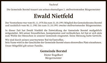 Traueranzeige von Ewald Nietfeld von SYK