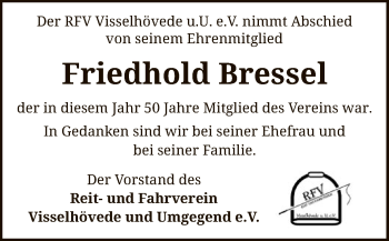 Traueranzeige von Friedhold Bressel von SYK