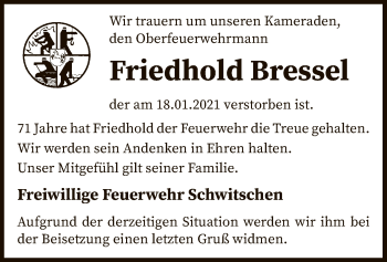 Traueranzeige von Friedhold Bressel von SYK