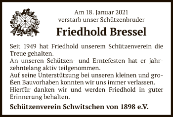 Traueranzeige von Friedhold Bressel von SYK