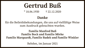 Traueranzeige von Gertrud Buß von SYK