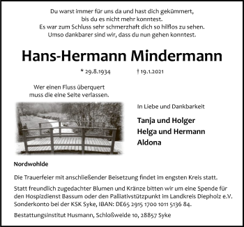 Traueranzeige von Hans-Hermann Mindermann von SYK