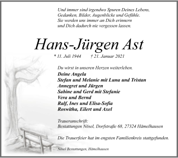 Traueranzeige von Hans-Jürgen Ast von SYK