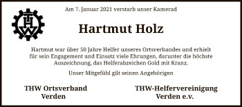 Traueranzeige von Hartmut Holz von SYK