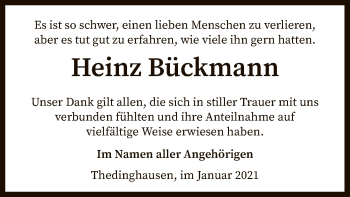 Traueranzeige von Heinz Bückmann von SYK