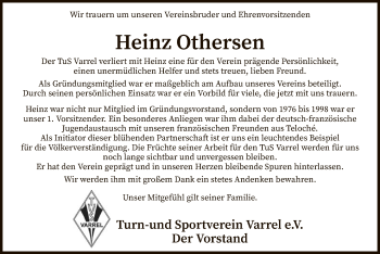 Traueranzeige von Heinz Othersen von SYK