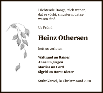 Traueranzeige von Heinz Othersen von SYK