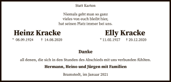 Traueranzeige von Heinz und Elly Kracke von SYK