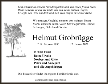 Traueranzeige von Helmut Grobrügge von SYK