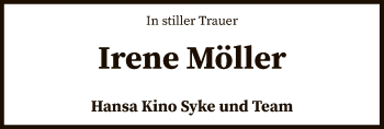 Traueranzeige von Irene Möller von SYK