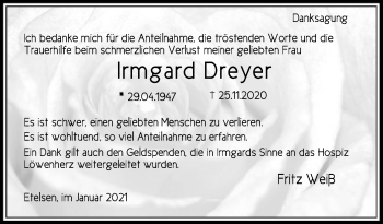 Traueranzeige von Irmgard Dreyer von SYK