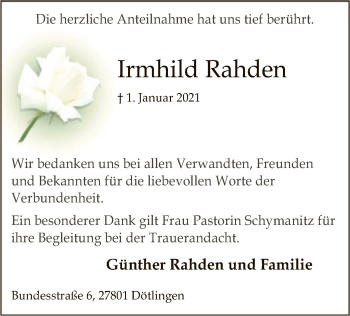 Traueranzeige von Irmhild Randen von SYK