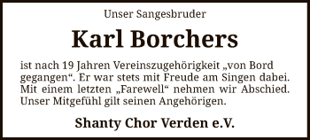 Traueranzeige von Karl Borchers von SYK