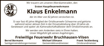 Traueranzeige von Klaus Enkelmann von SYK