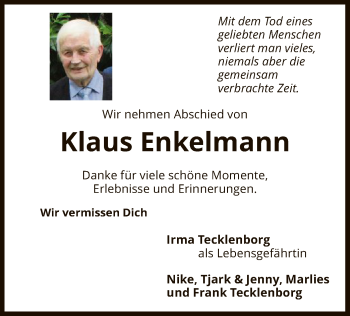 Traueranzeige von Klaus Enkelmann von SYK