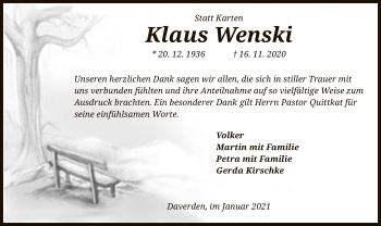 Traueranzeige von Klaus Wenski von SYK