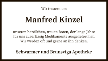 Traueranzeige von Manfred Kinzel von SYK