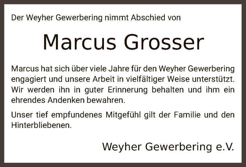  Traueranzeige für Marcus Grosser vom 06.01.2021 aus SYK