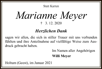 Traueranzeige von Marianne Meyer von SYK