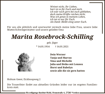 Traueranzeige von Marita Rosebrock-Schilling von SYK