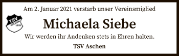 Traueranzeige von Michaela Siebe von SYK