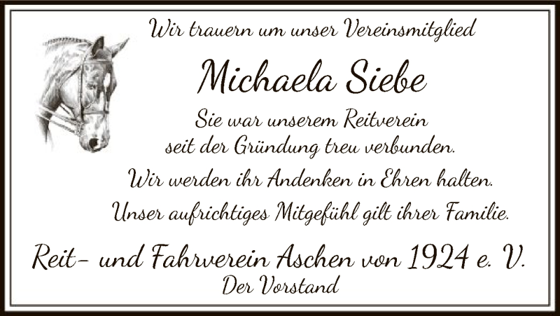  Traueranzeige für Michaela Siebe vom 08.01.2021 aus SYK