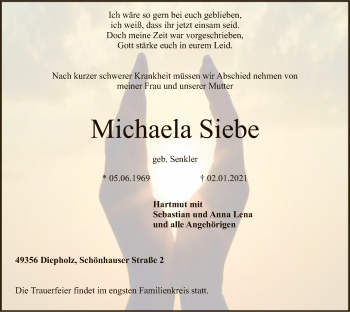 Traueranzeige von Michaela Siebe von SYK