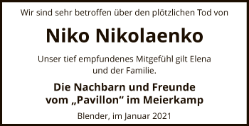 Traueranzeige von Niko Nikolaenko von SYK