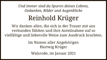 Traueranzeige von Reinhold Krüger von SYK