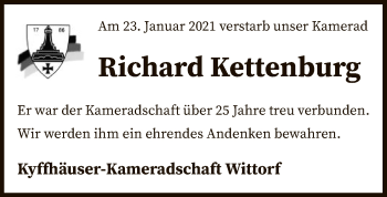 Traueranzeige von Richard Kettenburg von SYK