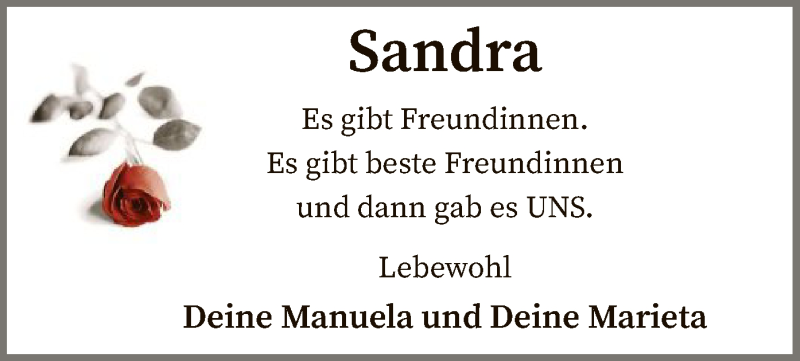  Traueranzeige für Sandra Dannemann vom 19.01.2021 aus SYK