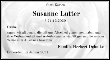 Traueranzeige von Susanne Lutter von SYK