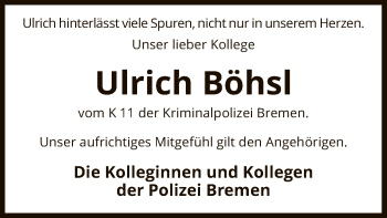 Traueranzeige von Ulrich Böhsl von SYK