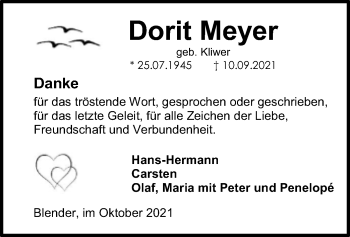 Traueranzeige von Dorit Meyer von SYK