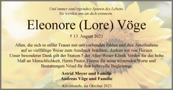 Traueranzeige von Eleonore Vöge von SYK