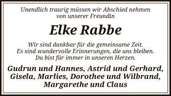 Traueranzeige von Elke Rabbe von SYK