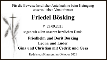 Traueranzeige von Friedel Bösking von SYK