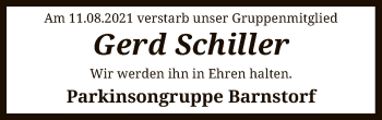 Traueranzeige von Gerd Schiller von SYK