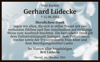 Traueranzeige von Gerhard Lüdecke von SYK